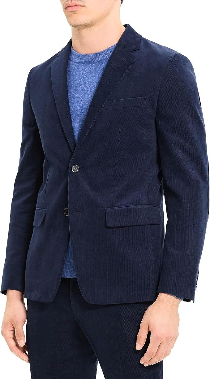 Theory Men's Slim Fit Morton Stretch Corduroy Blazer Sport Coat 36R Navy Blue