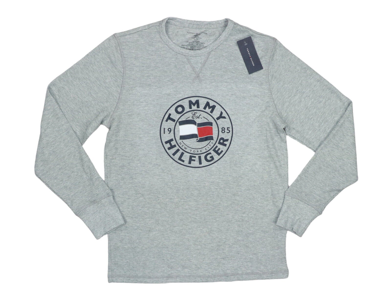 Tommy Hilfiger Mens Waffle Knit Thermal Sleepwear Long Sleeve T Shirt Grey XL