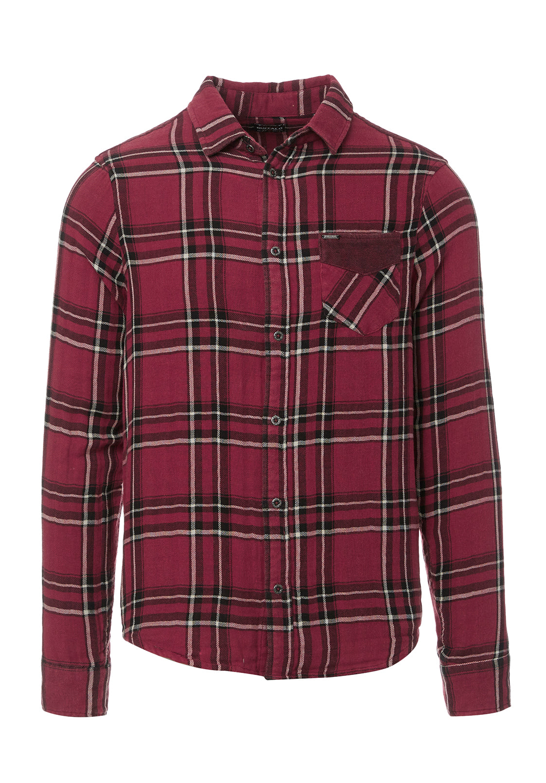 BUFFALO David Bitton Men Regular fit Off Shoulder Button-Up Shirt XXL Red Plaid