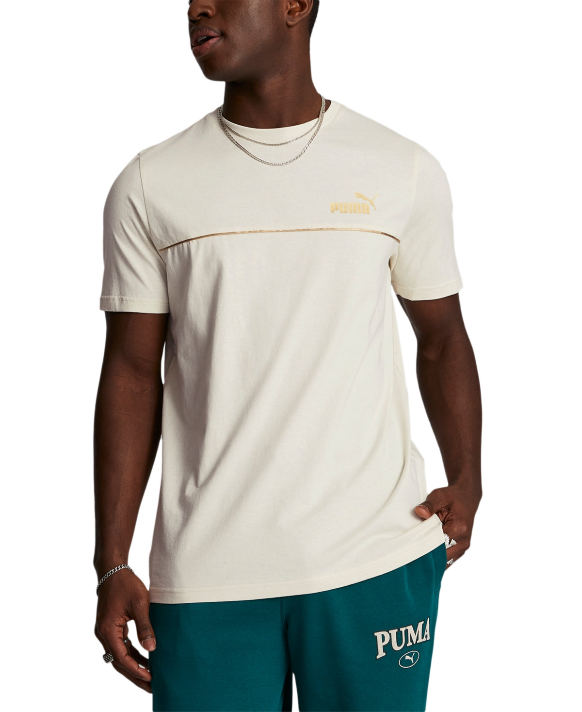 PUMA Men Classic fit Short Sleeve T-Shirt Shirt XL White Solid
