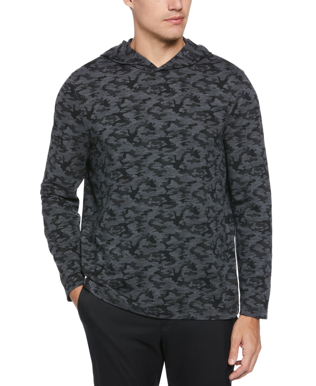 PGA TOUR Mens Lux Touch Camo Golf Hoodie Sweatshirt Iron Black Grey Xl