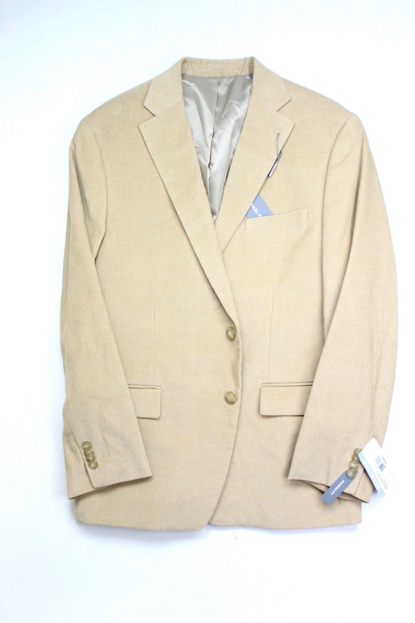 Michael Kors Men's Classic-Fit Stretch Corduroy Solid Sport Coat 48R Tan Camel