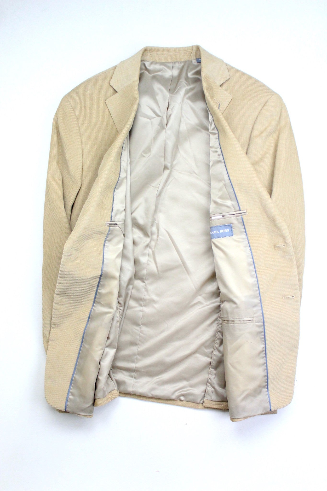 Michael Kors Mens Classic fit Sport Coat Blazer 48 R Beige Solid Stretch