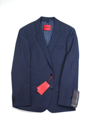 Hugo Boss Mens Slim fit Suit Jacket Blazer 36 S Navy Blue Solid Stretch Wool