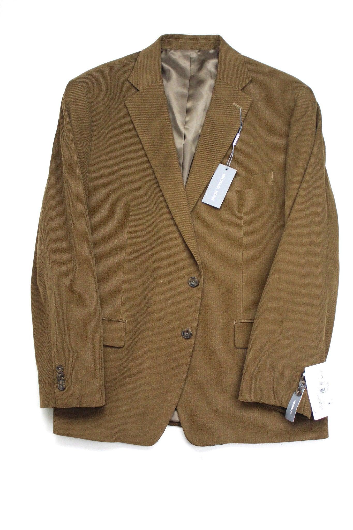 Michael Kors Mens Classic fit Corduroy Sport Coat Blazer 46 L Brown Stretch