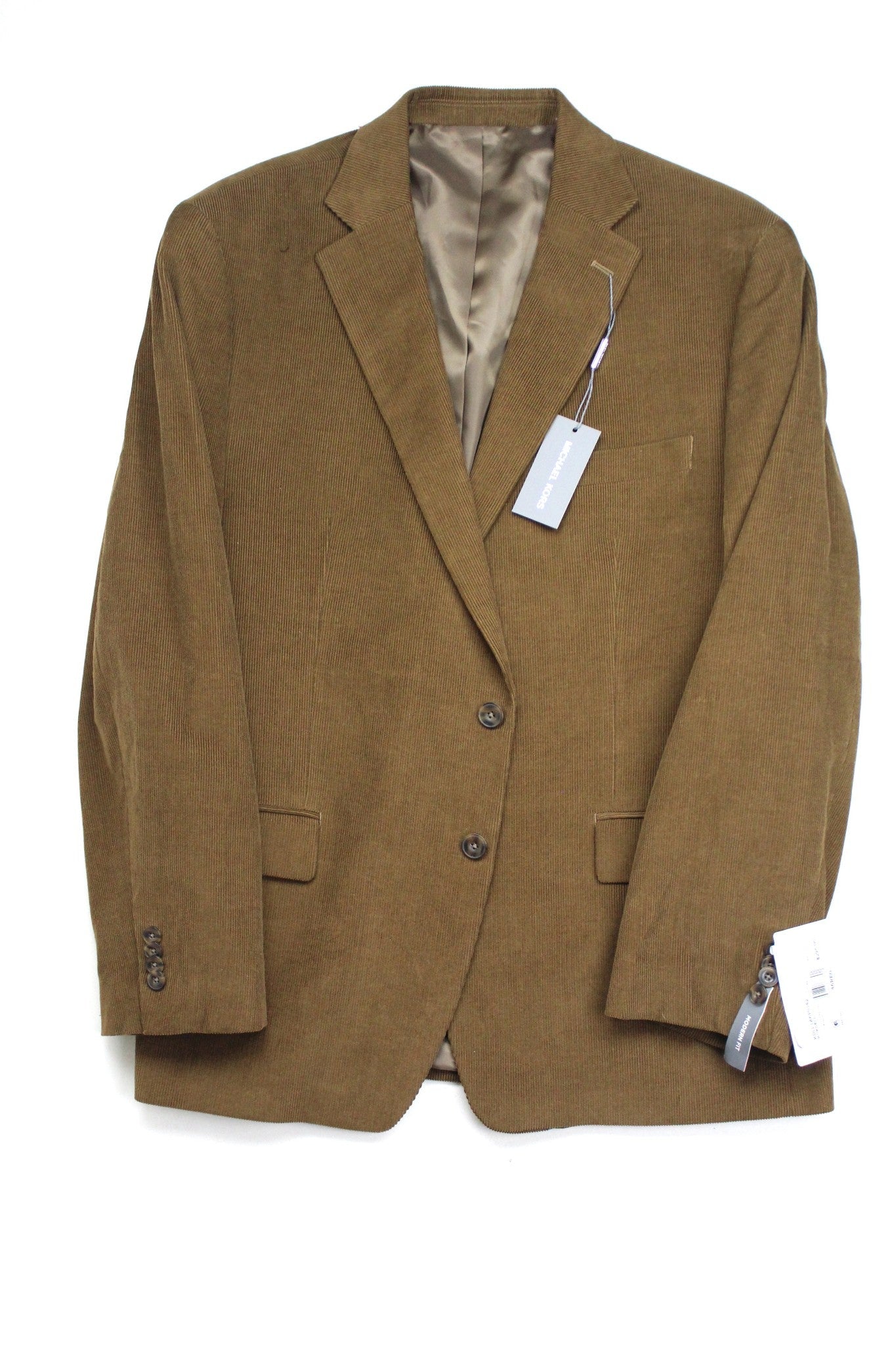 Michael Kors Mens Modern fit Corduroy Sport Coat Blazer 46 L Brown Solid Stretch