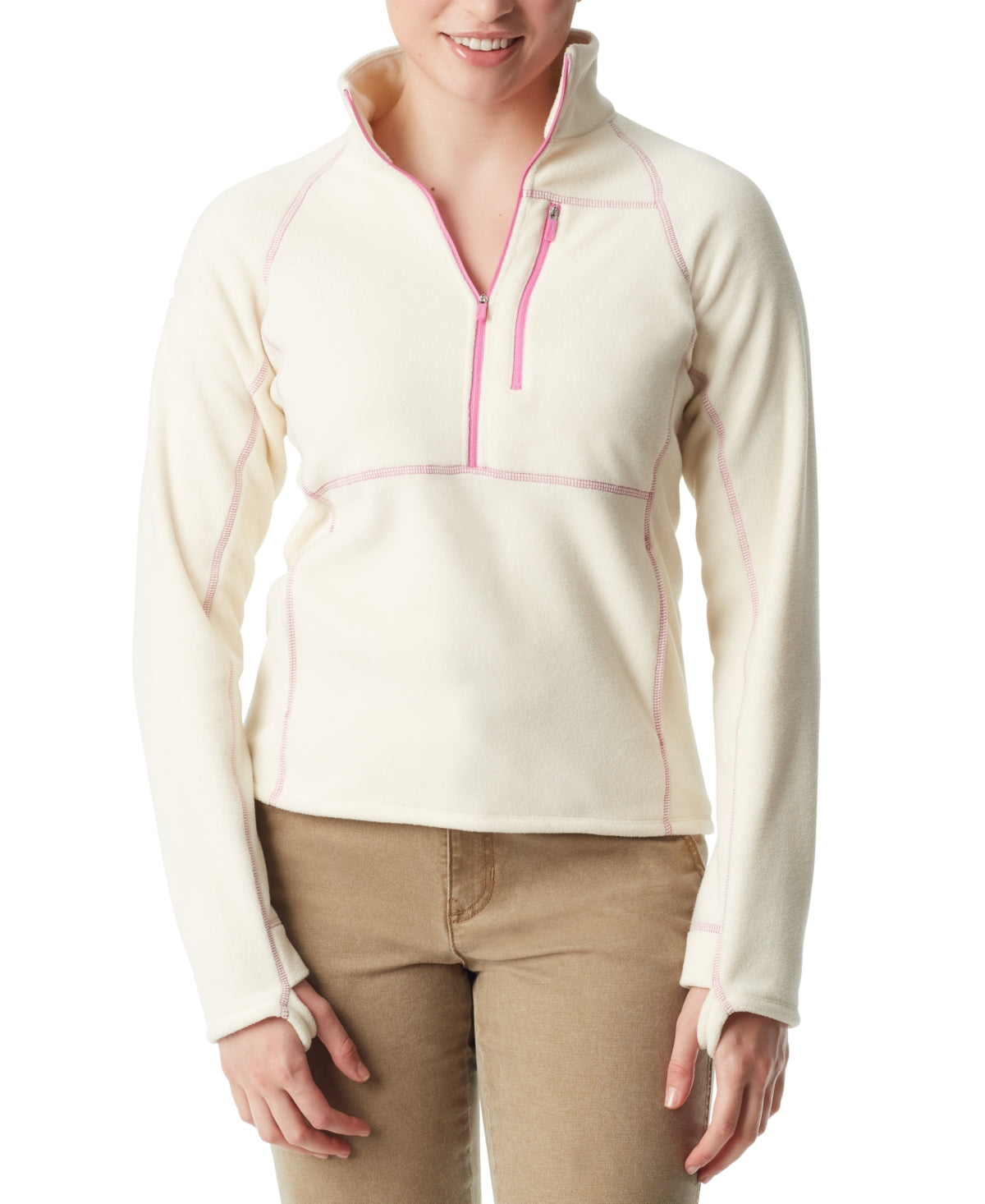 Bass Outdoor Women Half Zip Coat Small White Solid