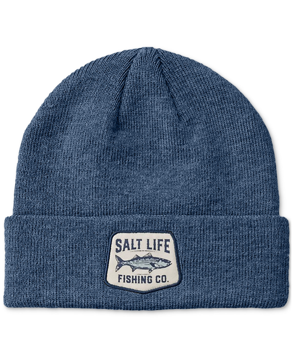 Salt Life Mens Life On The Sea Cuffed Beanie Hat Coastal Blue Heather OSFM