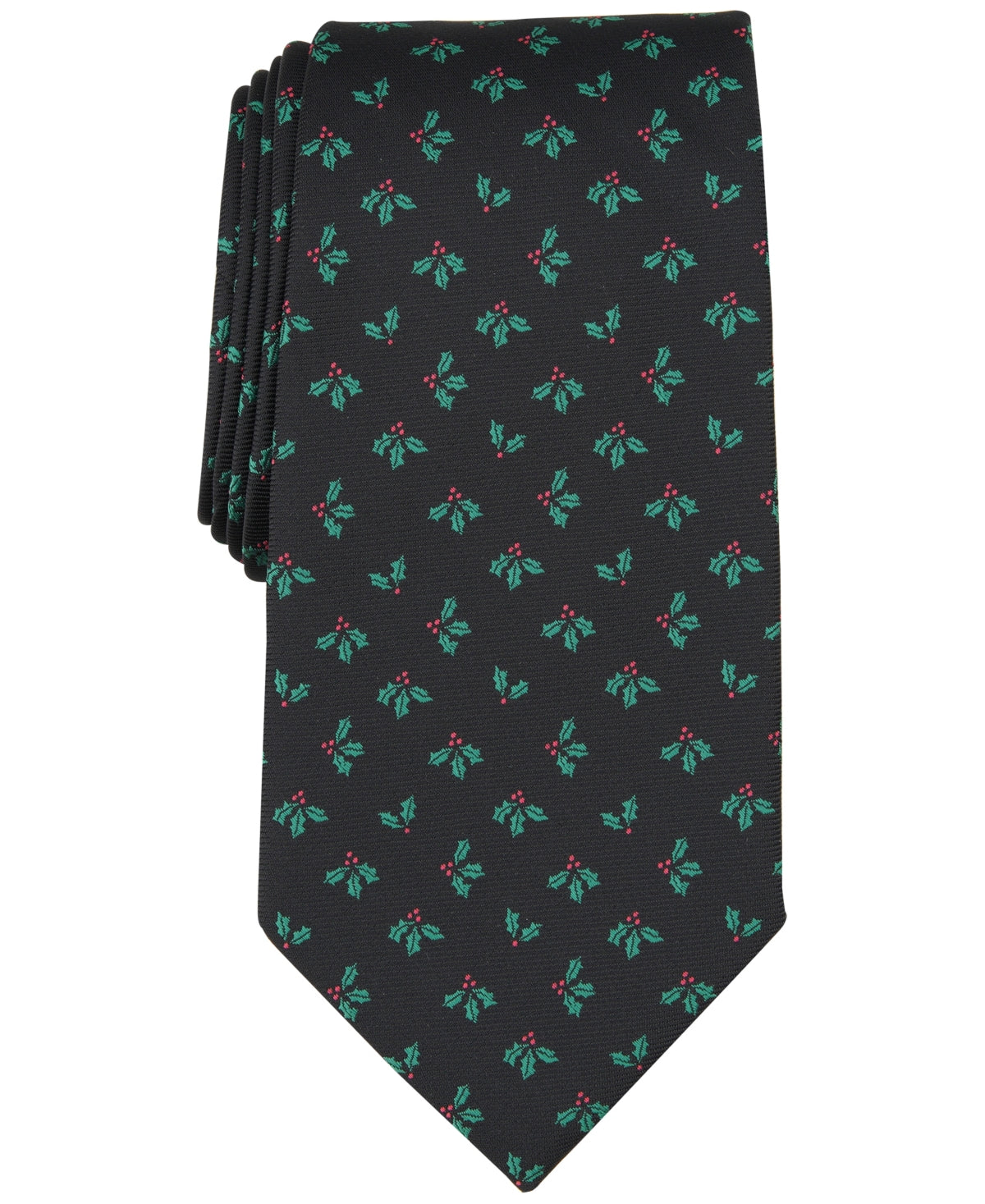 Club Room Mens Classic fit Tie Necktie One Size Black Wreath Graphic