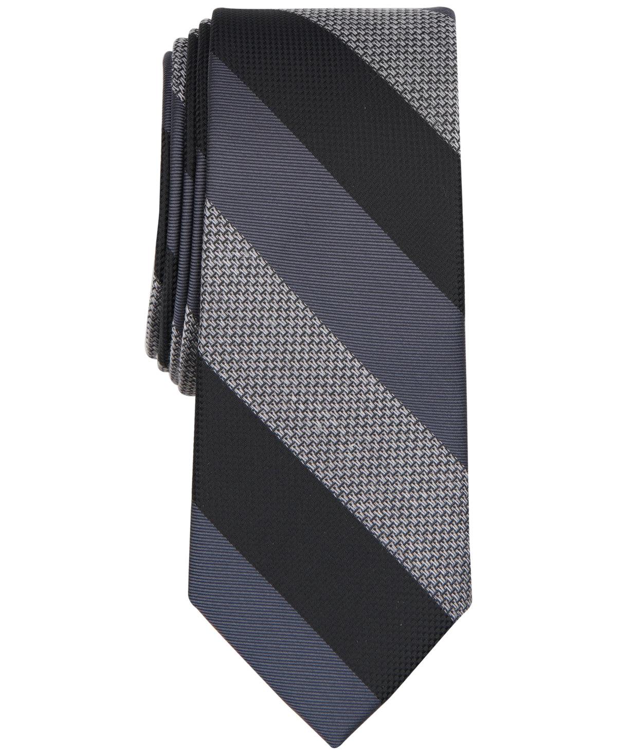Bar Iii Mens Regular fit Tie Necktie One Size Black Gaffney Striped