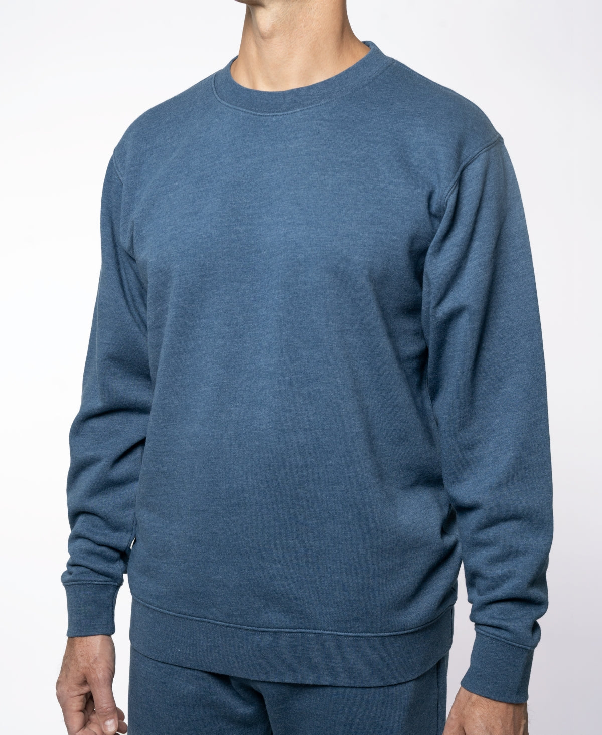 Lazer Mens Burnout Fleece Crewneck Sweatshirt Blue Large