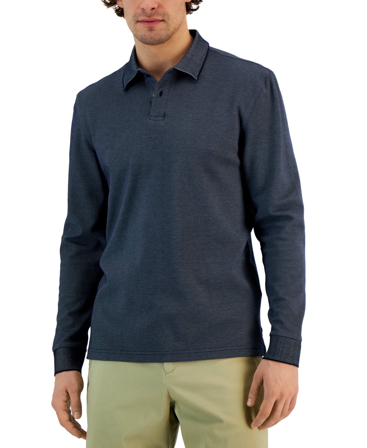 Alfani Mens Classic fit Short Sleeve Polo Shirt XXXL Blue Solid