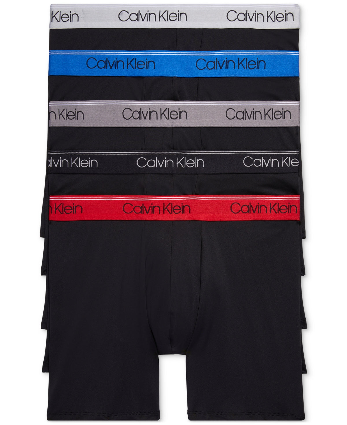 Calvin Klein Mens 5 Pack Regular fit Boxer Briefs Underwear Large Black Solid
