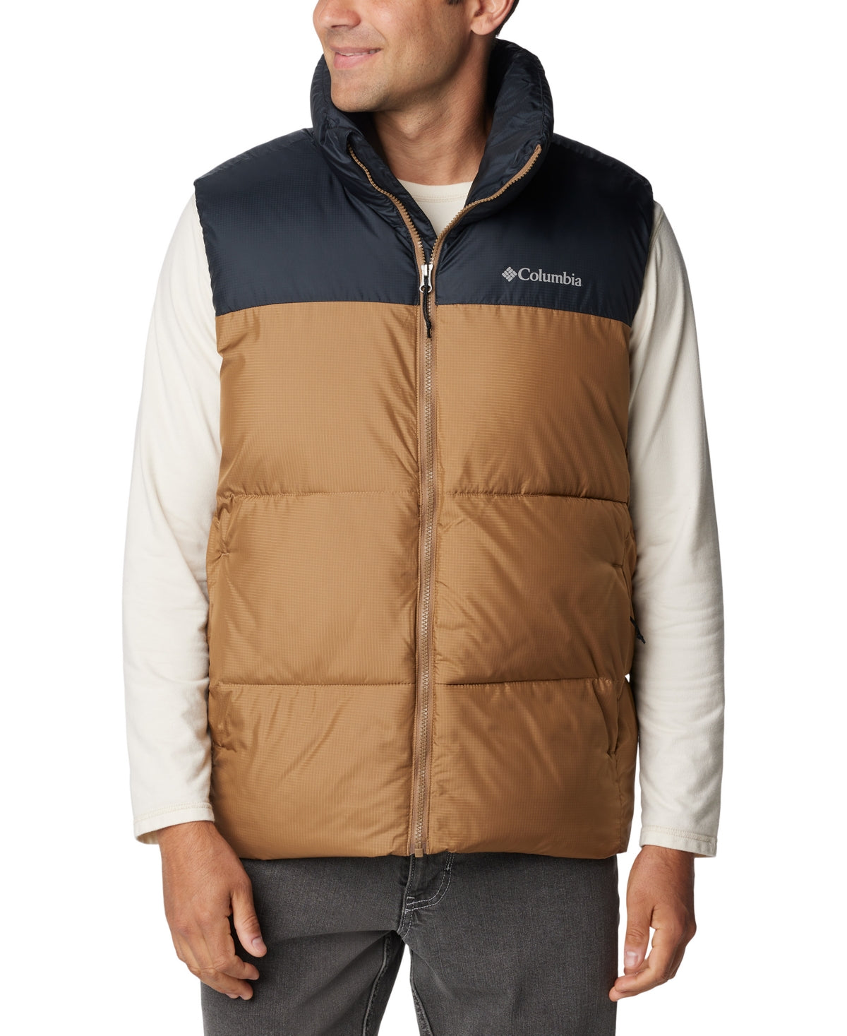 Columbia Mens Puffer Jacket Vest Large Brown