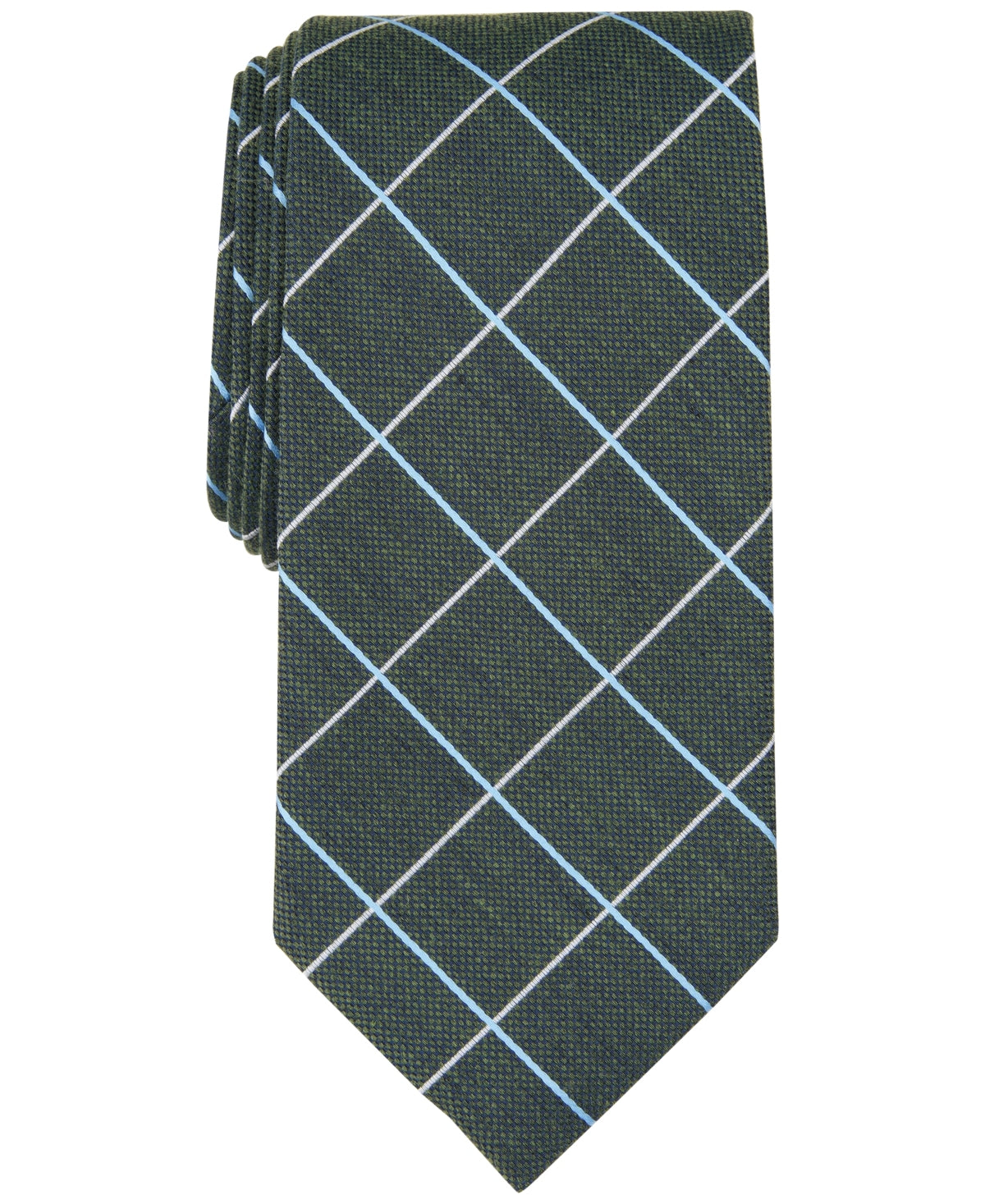 Club Room Mens Necktie Preston Grid Tie Algae Green