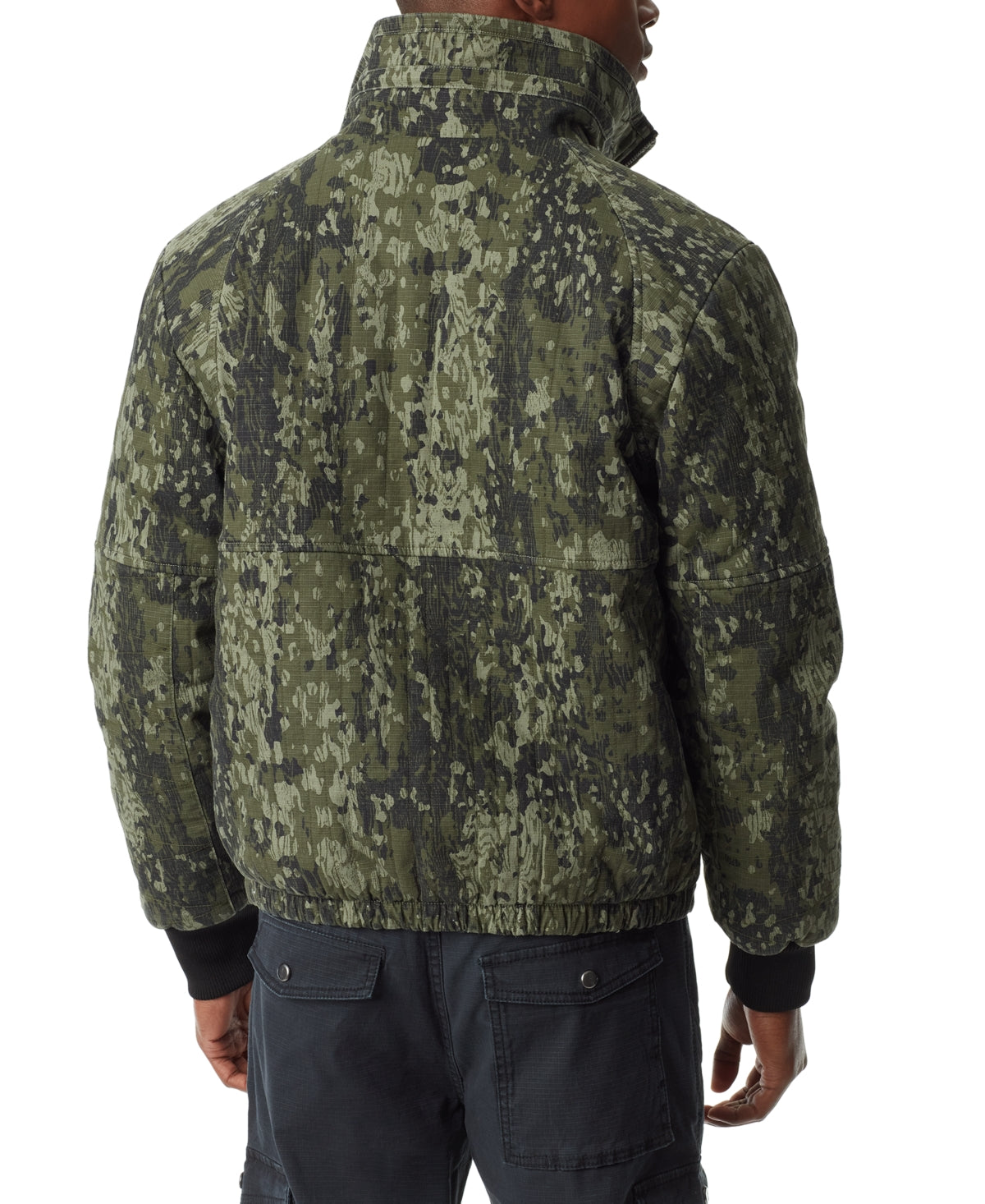 BASS OUTDOOR Mens Quilted Zip Front Bomber Jacket Coat Green Bark Camo XL