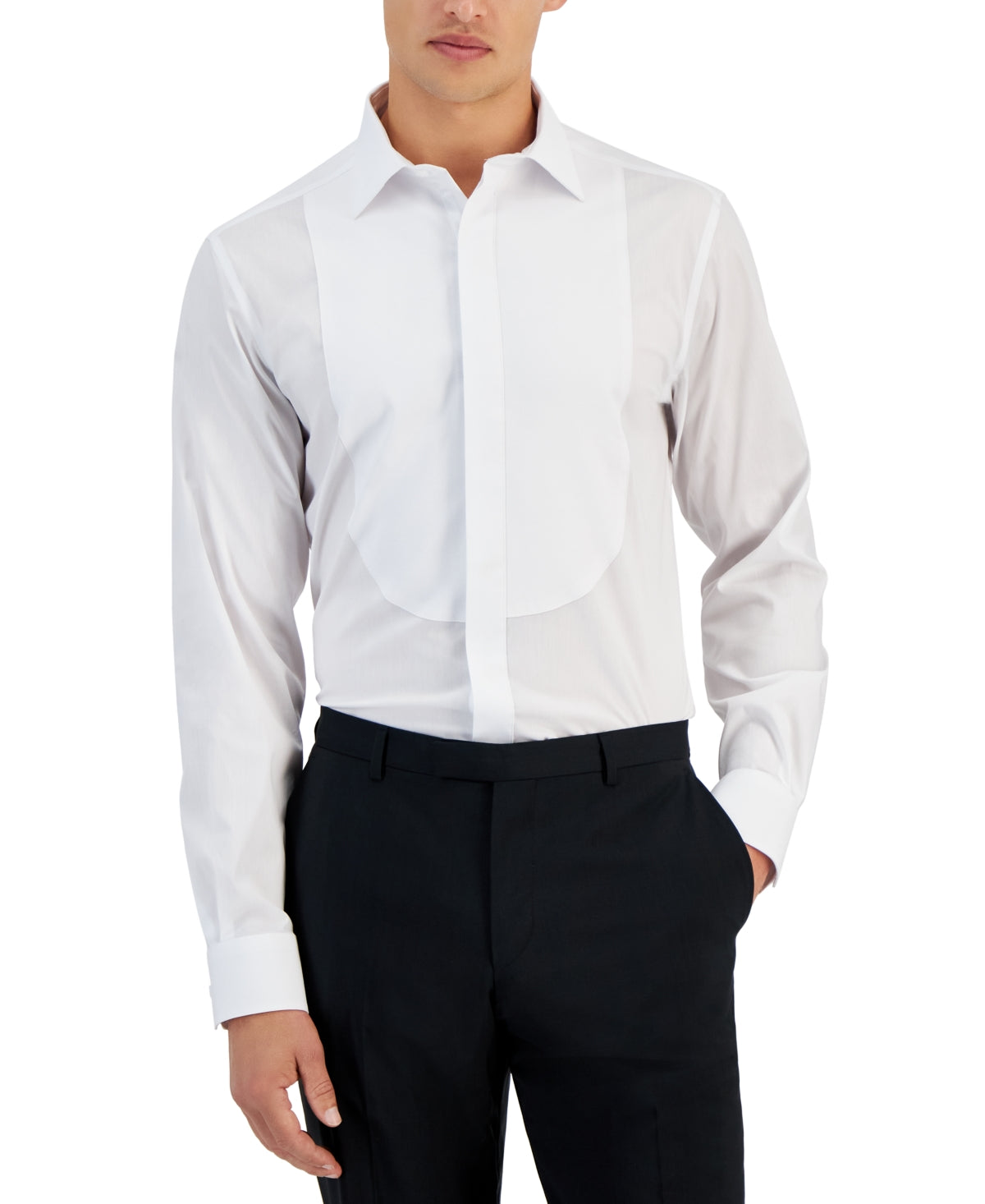 Alfani Men Slim fit Long Sleeve Button-Up Shirt XL White Solid