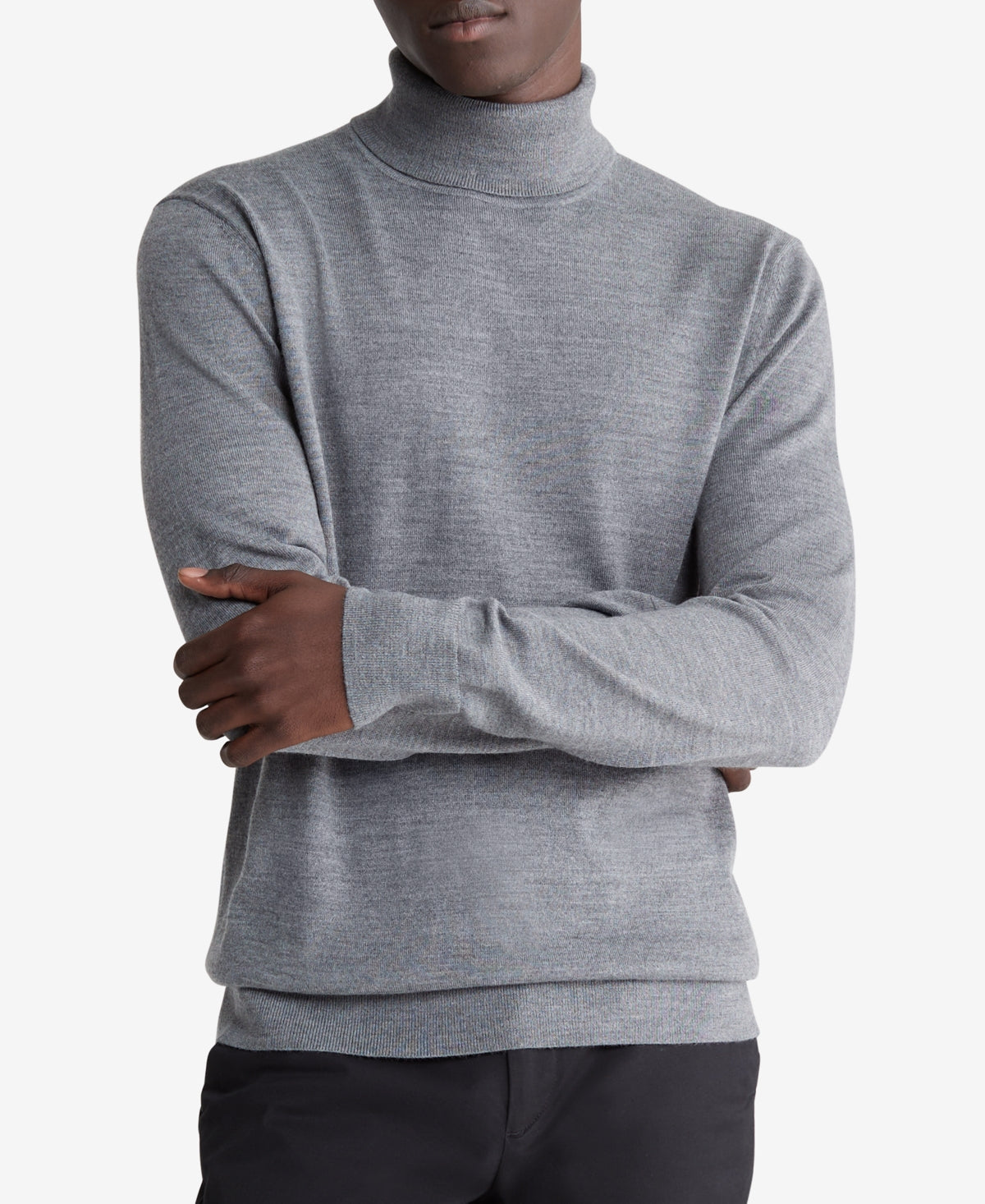 Calvin Klein Men's Regular Fit Turtleneck Sweater Grey Heather Large