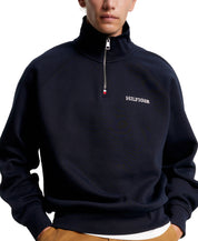 Tommy Hilfiger Mens Quarter Zip Long Sleeve Sweatshirt Blue Desert Sky XXL