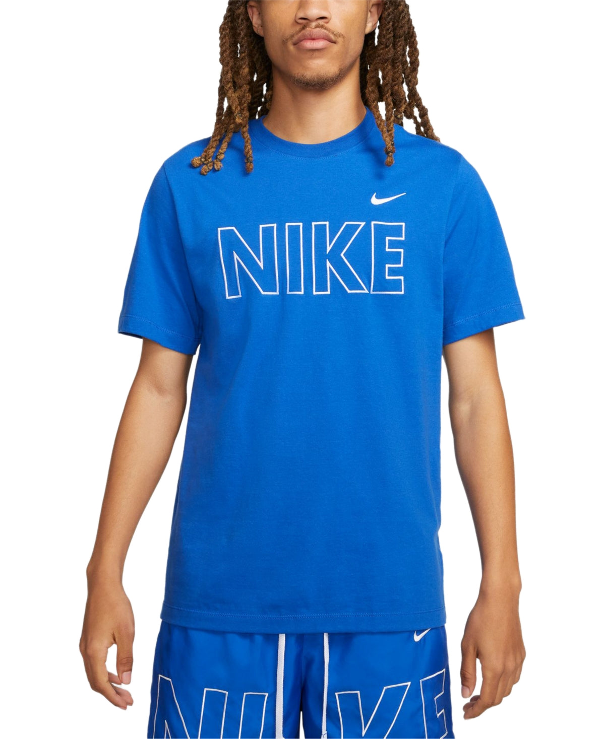 Nike Men Regular fit Short Sleeve Graphic T-Shirt Shirt XL Blue Solid