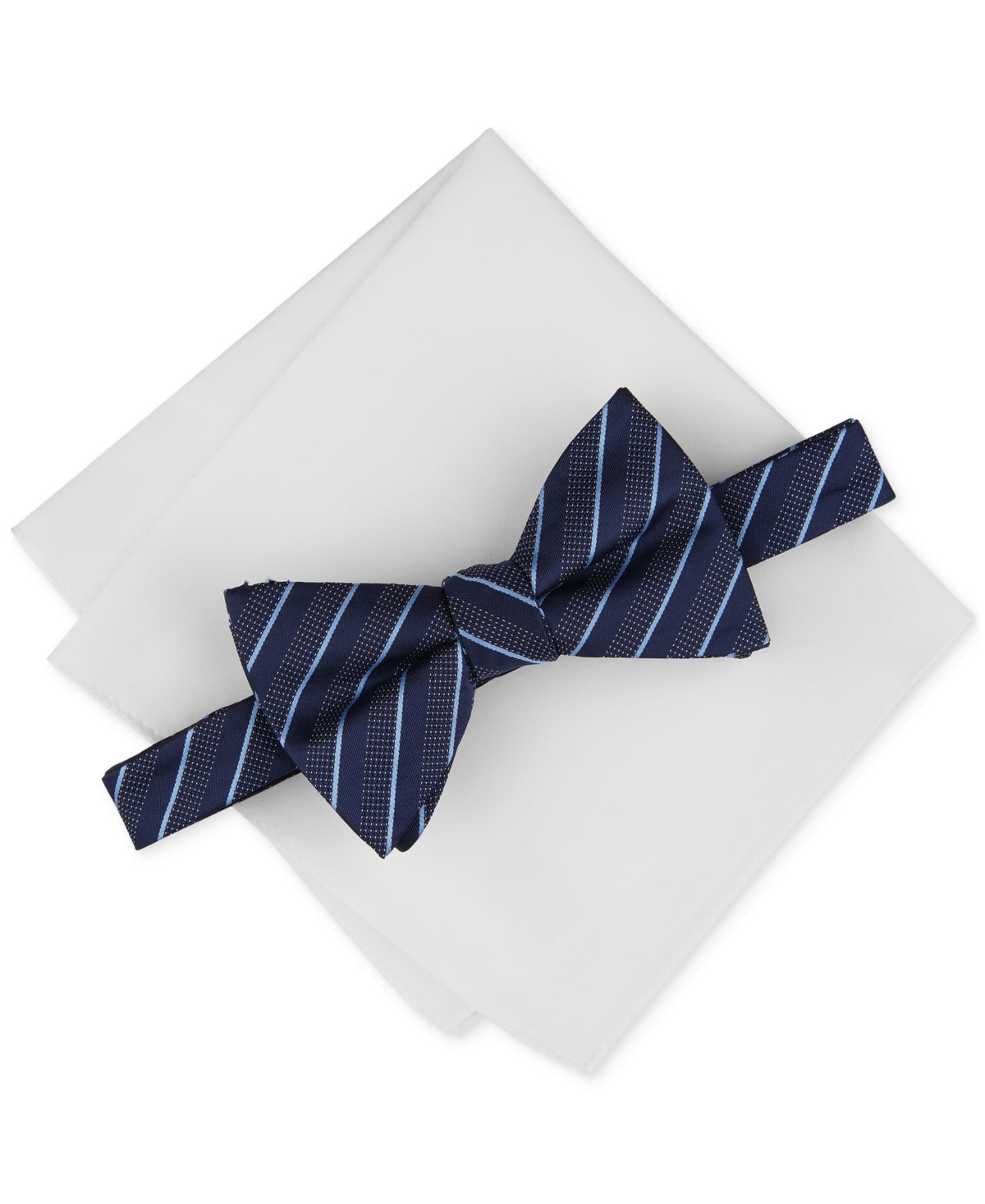 Alfani Mens Bow Tie Pocket Square One Size Blue Striped