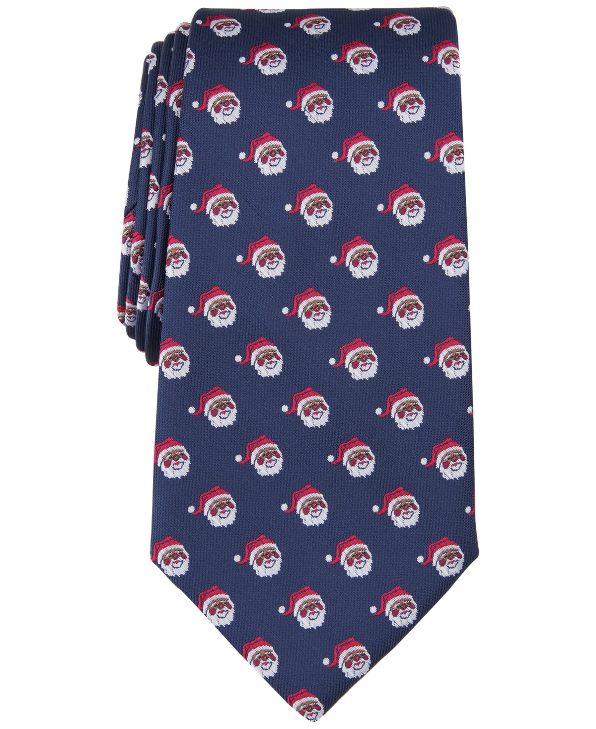 Club Room Mens Necktie Santa Graphic Navy Blue Tie