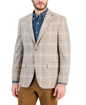 Tommy Hilfiger Mens Modern fit Sport Coat Blazer 44 R Beige White Plaid