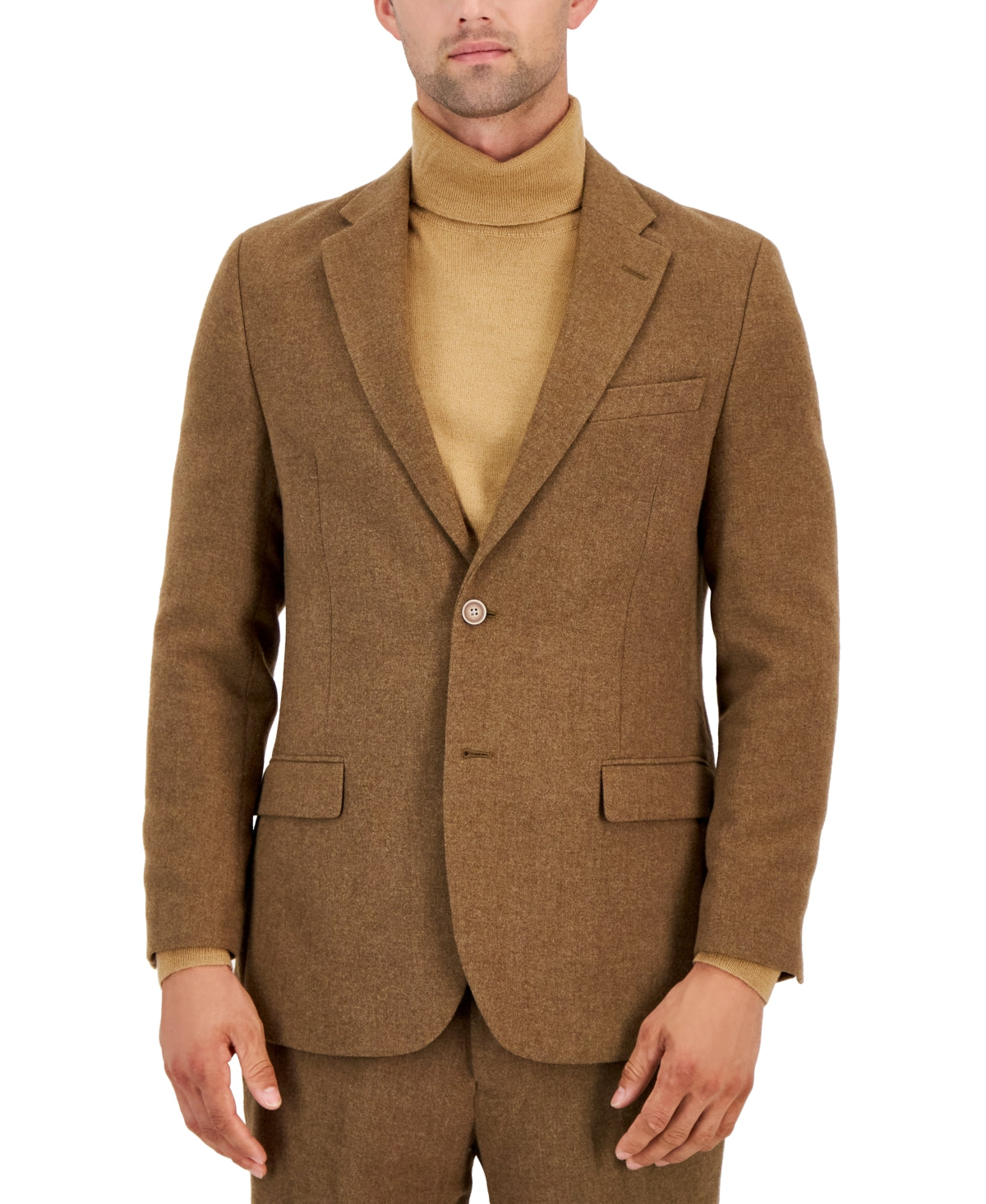 Nautica Mens Modern fit 2 Piece Suit 40 R / 34 Waist Brown Solid Stretch