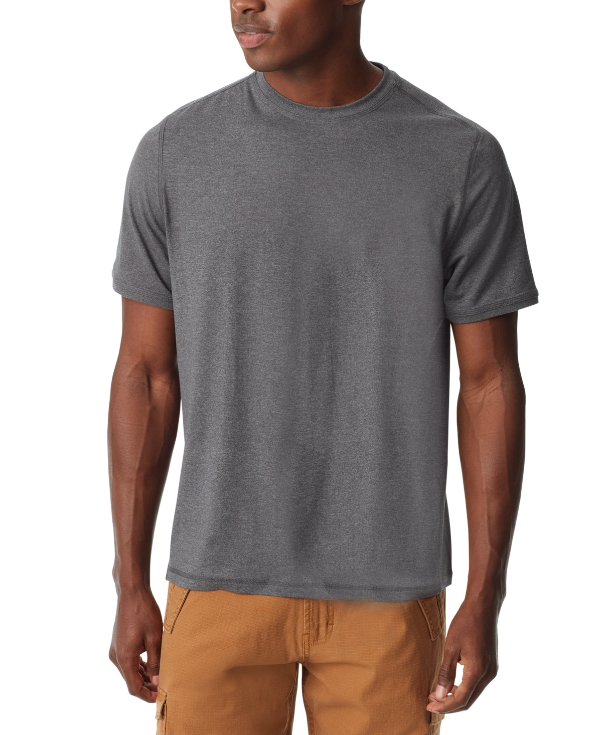 BASS OUTDOOR Mens Performance Short Sleeve Crewneck T Shirt Gargoyle Grey Large