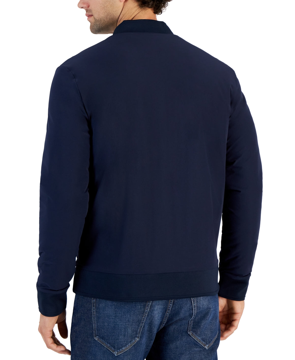 Michael Kors Mens Fleece Reversible Zip Front Jacket Coat  Midnight Blue Medium