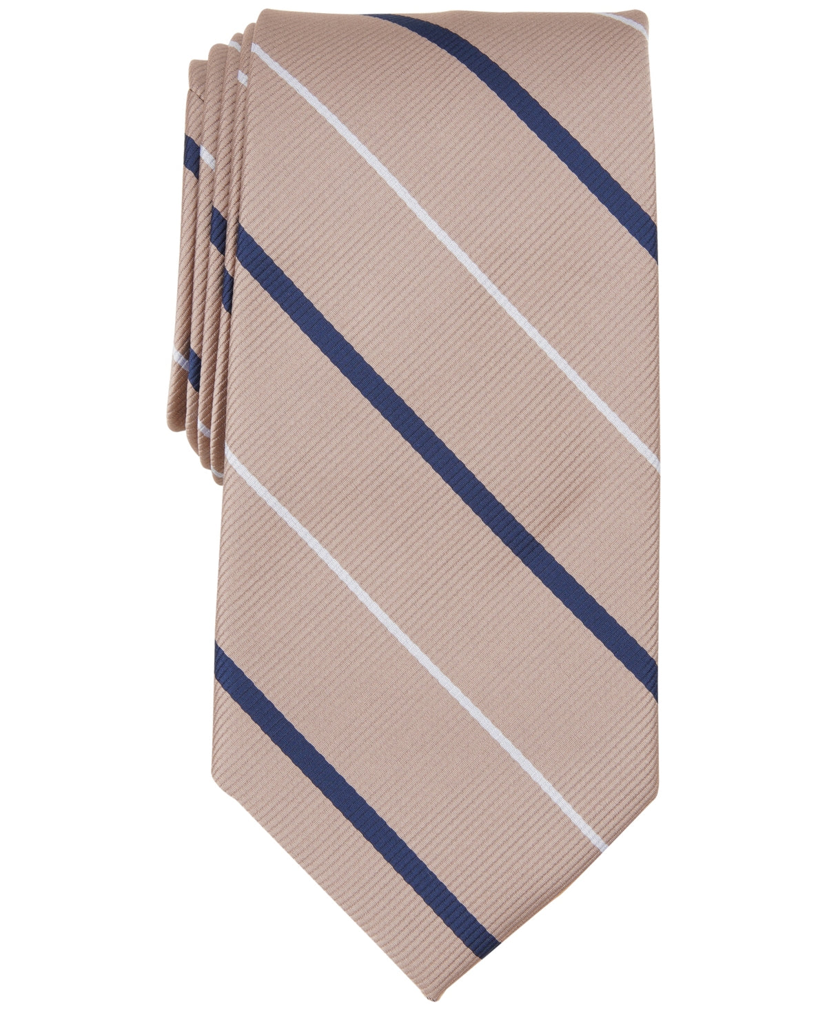 Club Room Men Tie Necktie One Size Beige Cowan Striped