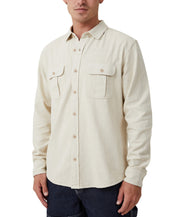 Cotton on Men's Greenpoint Long Sleeve Button Down Shirt Stone Beige Large