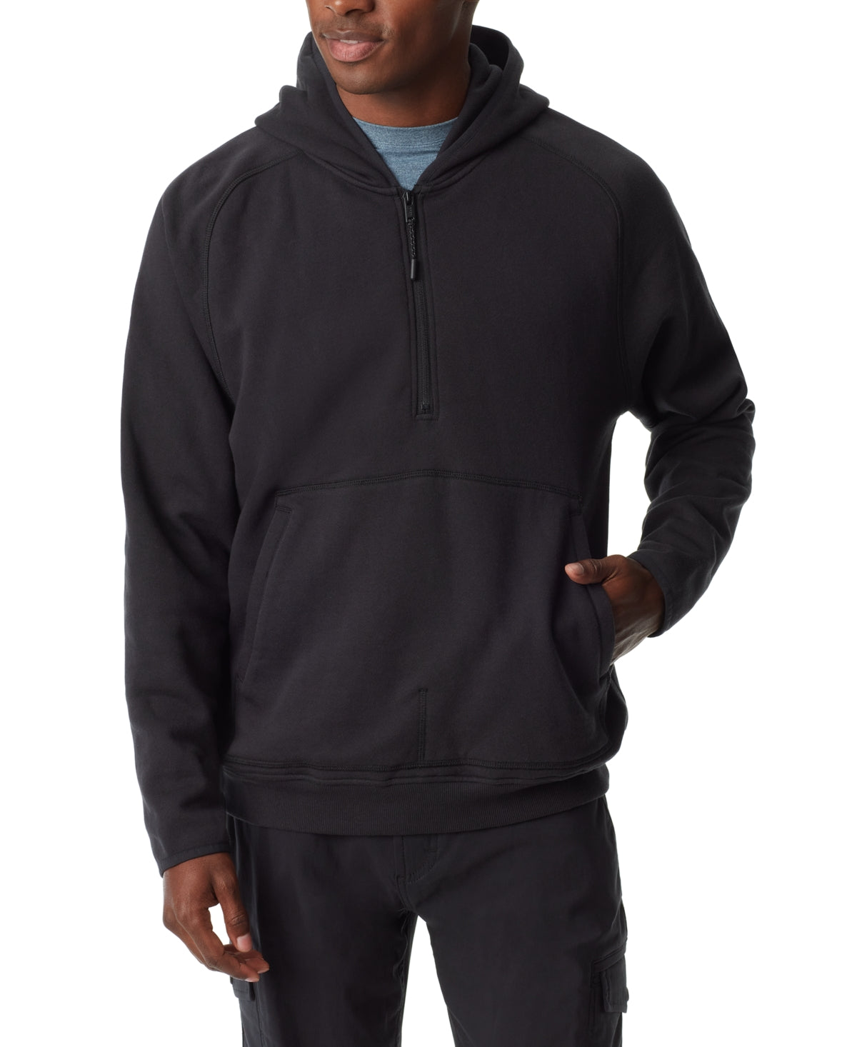 Bass Outdoor Mens Quarter Zip Hoodie Sweatshirt  Caviar Black XXL