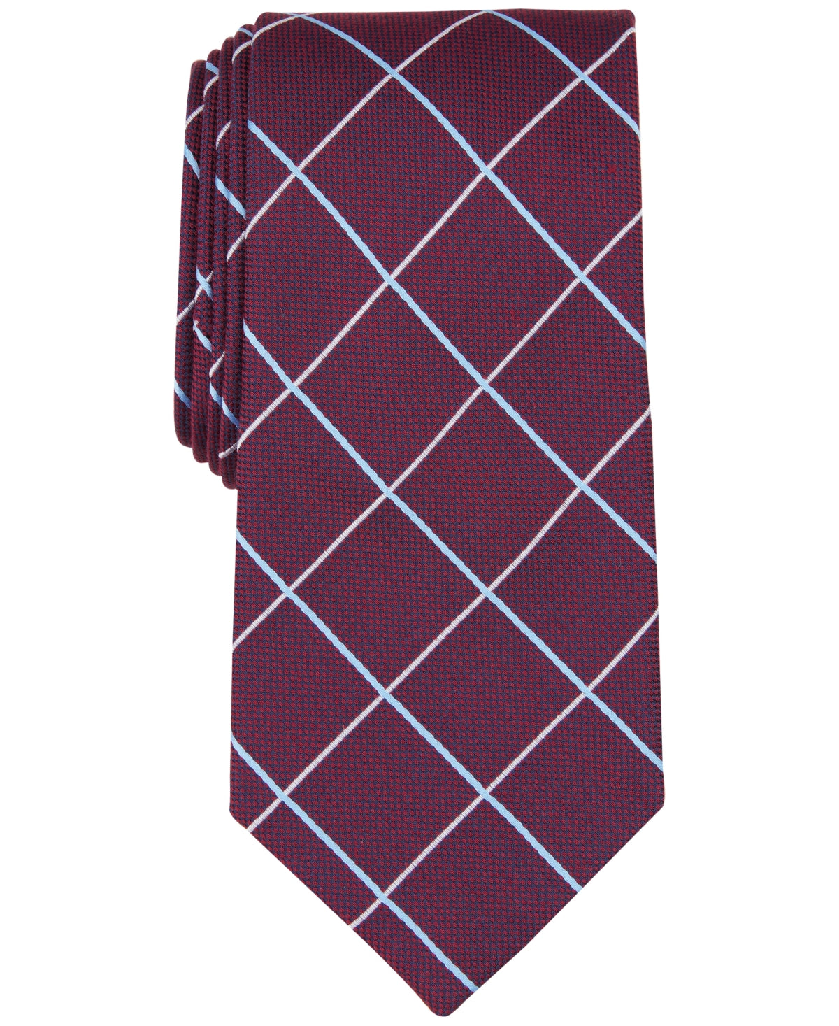 Club Room Men Tie Necktie One Size Burgundy  Red Check
