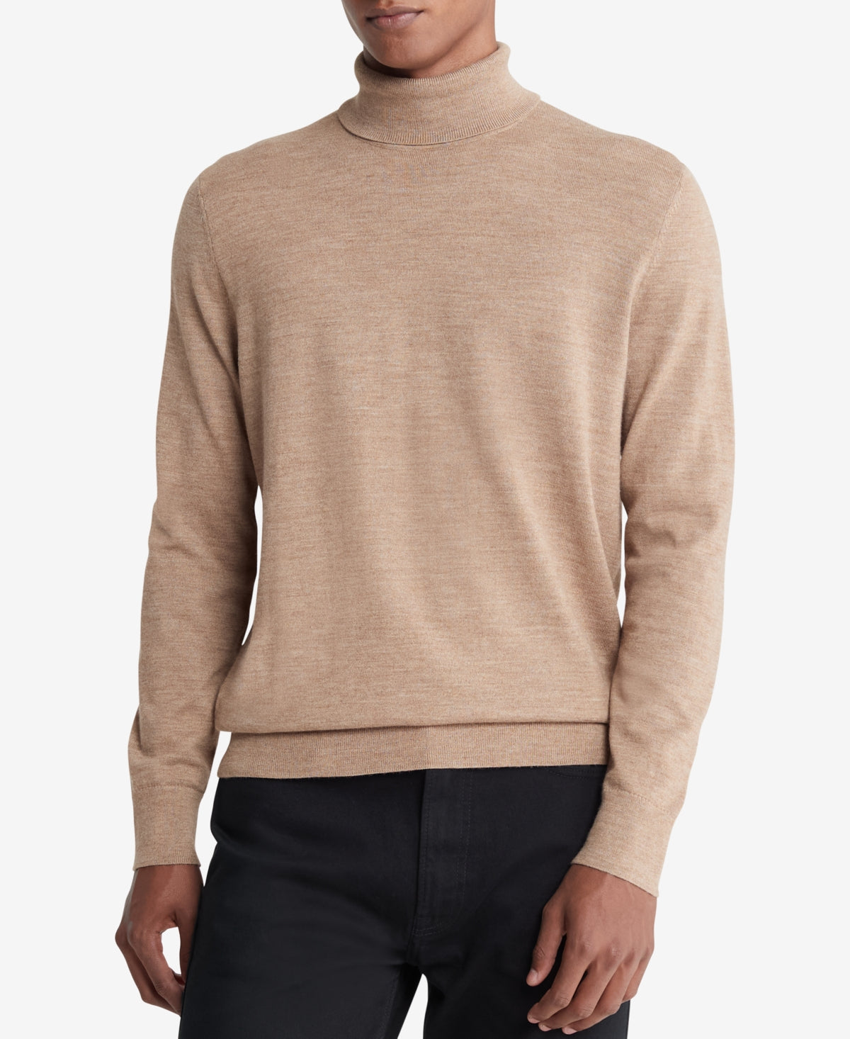 Calvin Klein Mens Turtleneck Tigers Eye Beige Heather 2XL