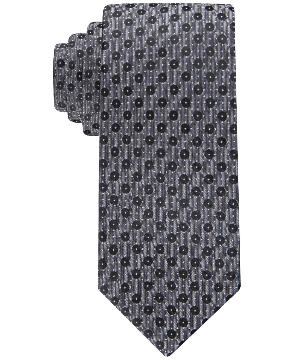 Calvin Klein Mens Necktie Textured Dots Tie Charcoal