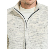 Nautica Mens Marled Full Zip Sweater Marshmallow White Grey Medium