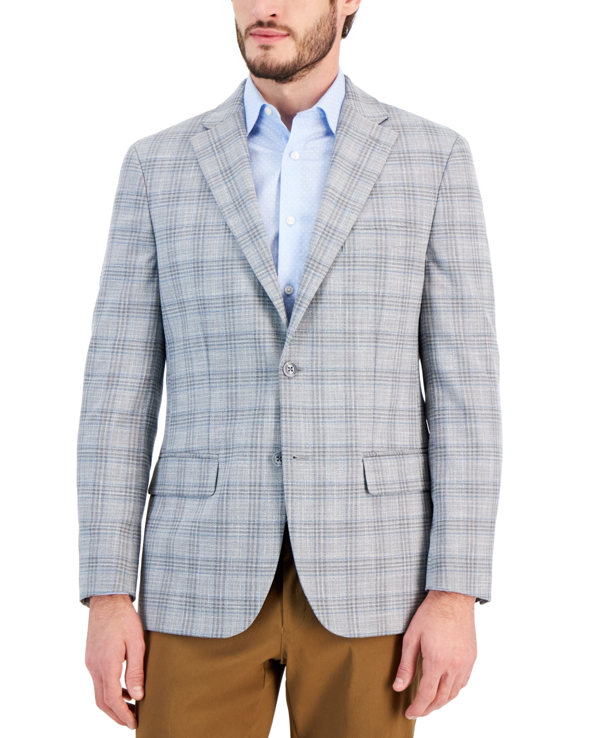 Tommy Hilfiger Mens Modern fit Sport Coat Blazer 42 R Light Grey Plaid