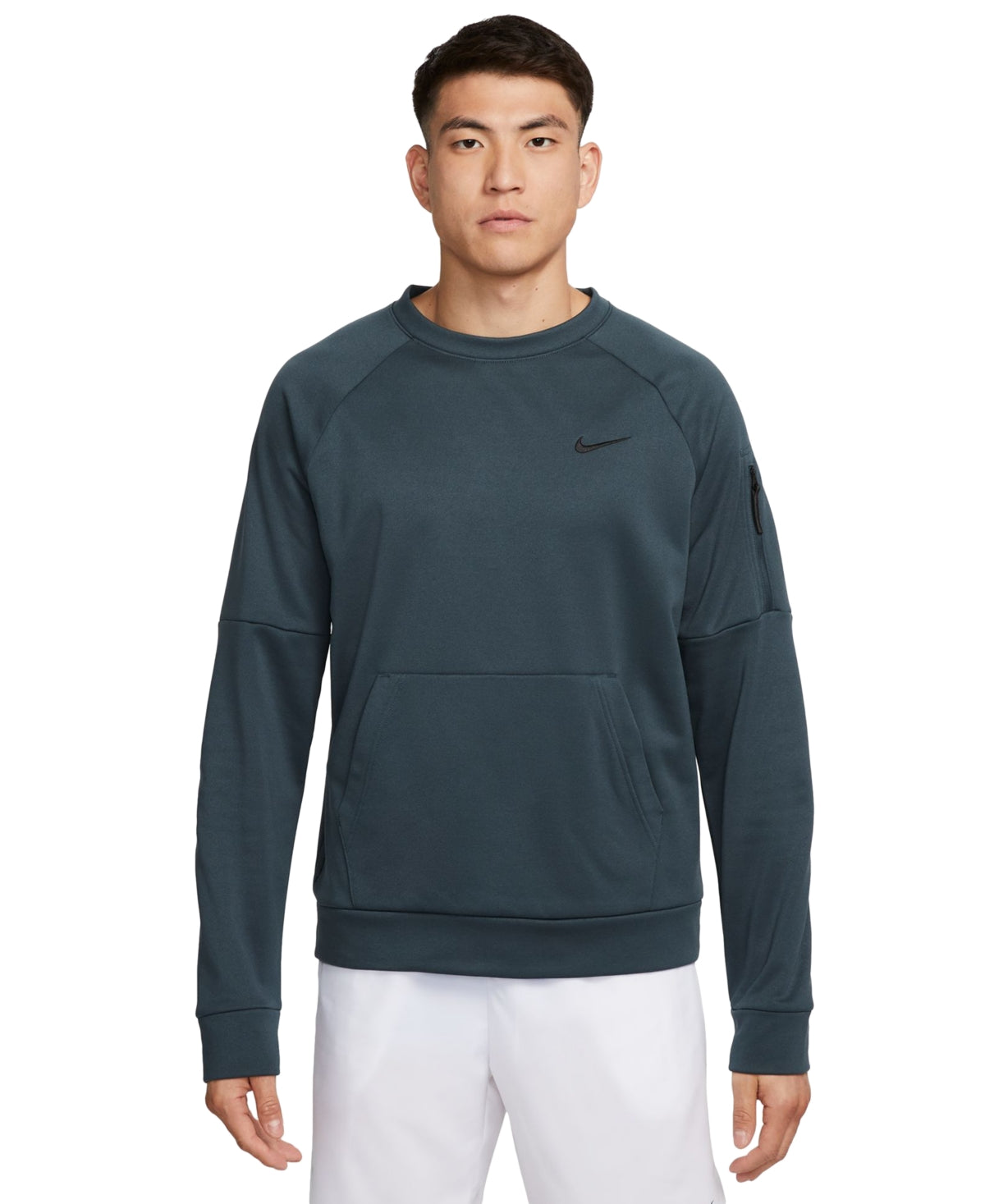 Nike Men's Therma fit Crewneck Long Sleeve Fitness Shirt Green Black Medium