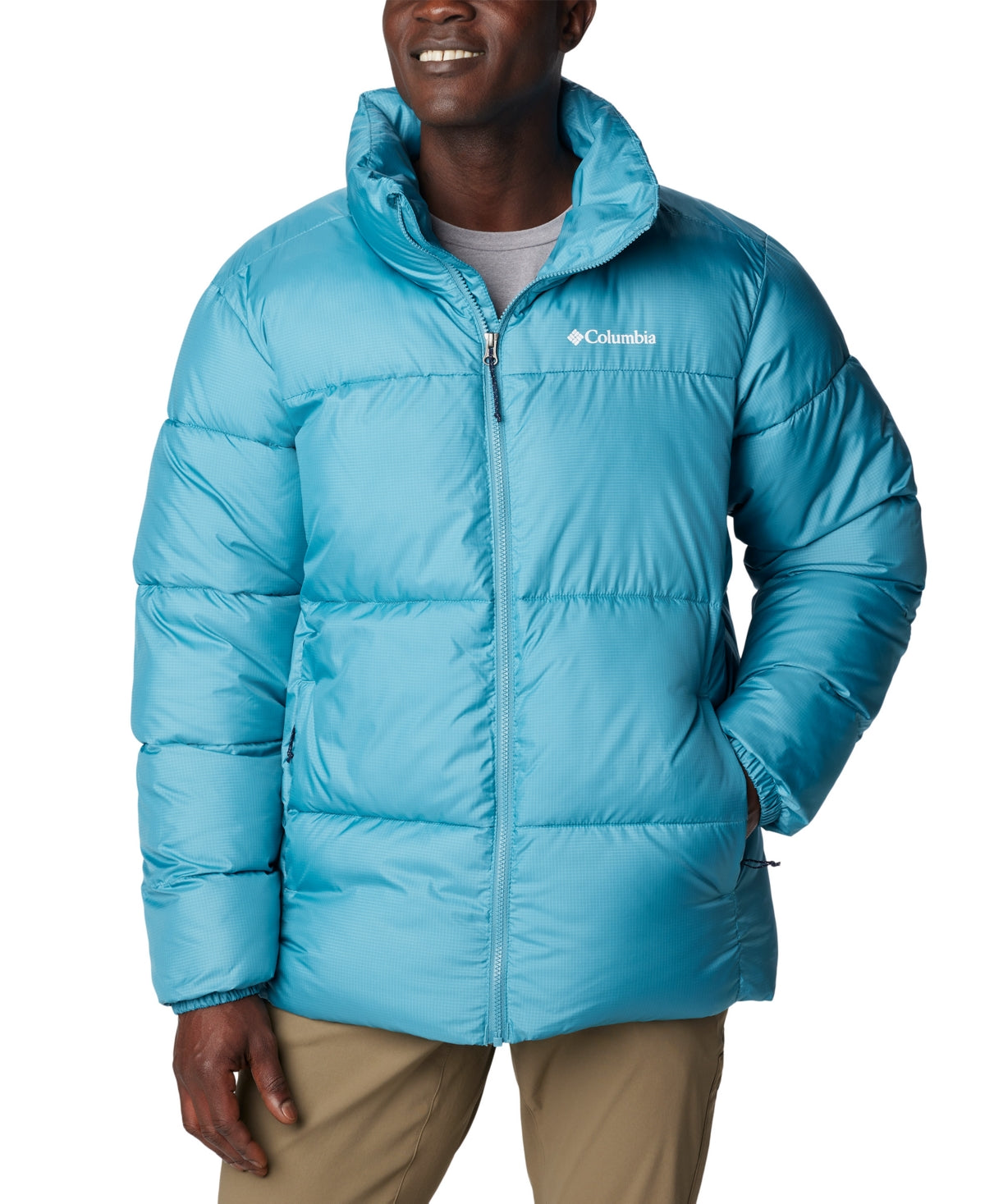 Columbia Men Regular fit Puffer Jacket Coat Large Blue Solid