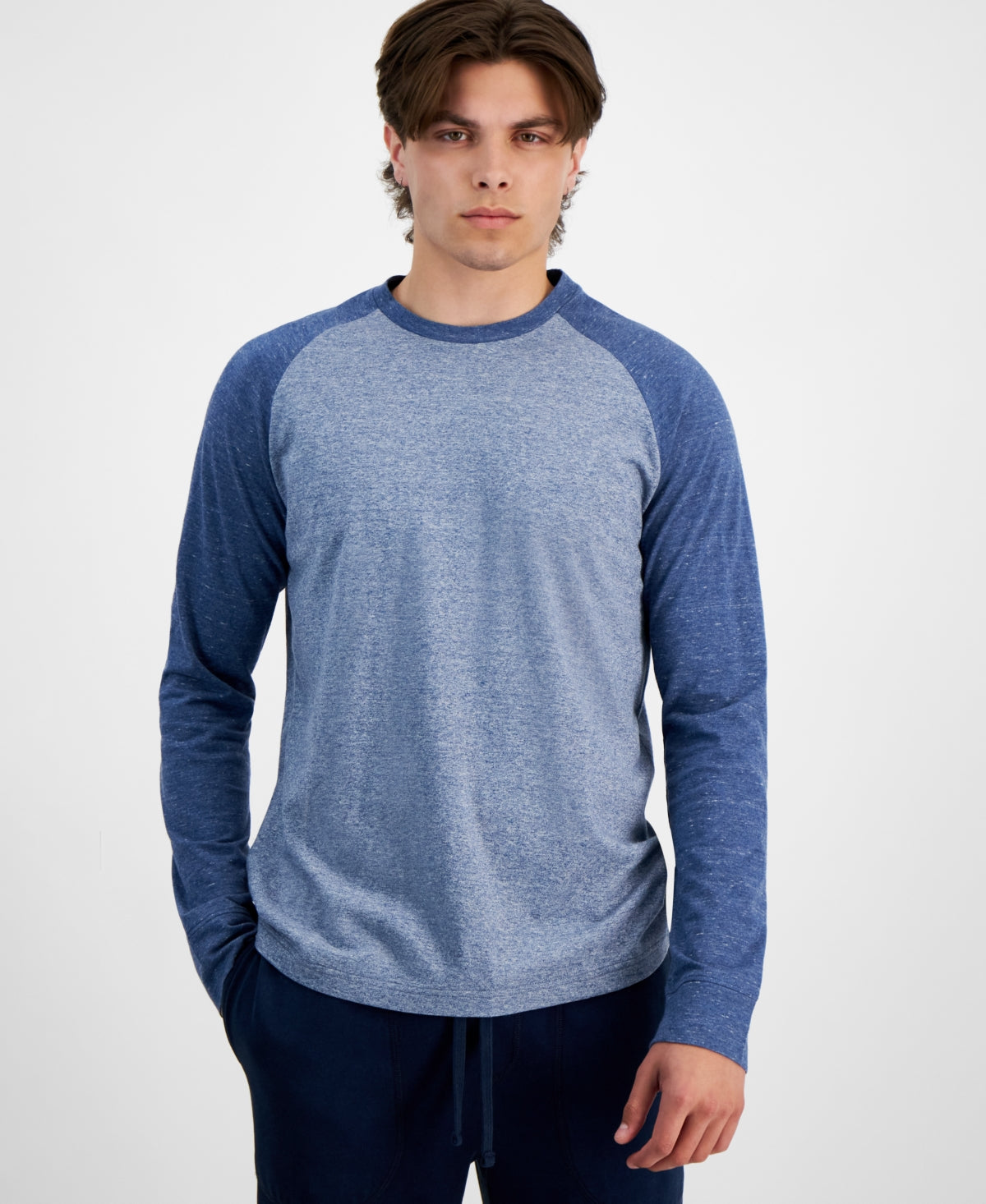 Sun + Stone Men's Long Sleeve Raglan T Shirt Blue Fog 2XL
