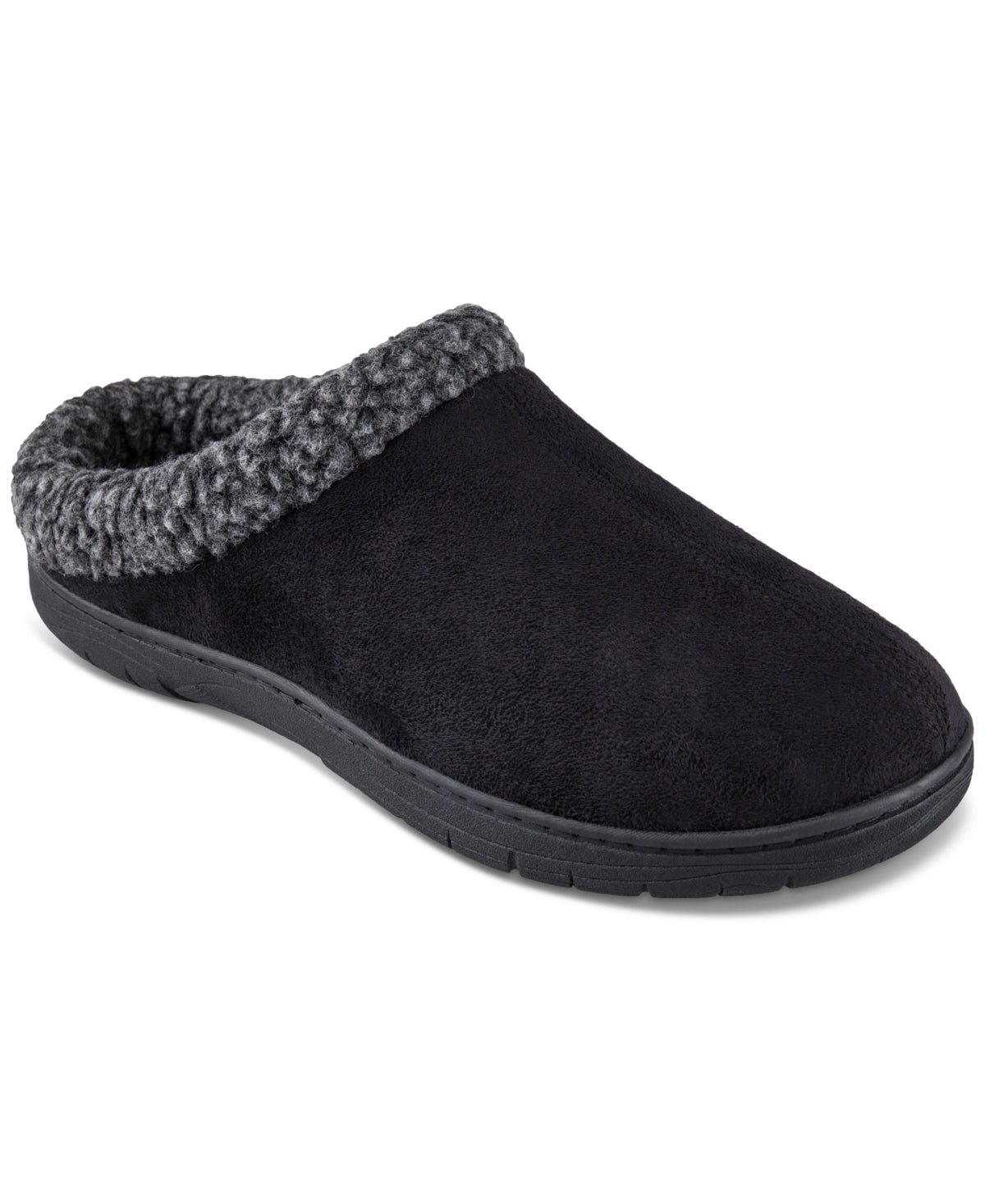 Haggar Men's Fleece Lined  Clog Slippers Black 9.5 to 10.5 Large