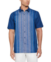 Cubavera Men's Short Sleeve Striped Button Down Shirt Blue Multi  2XL