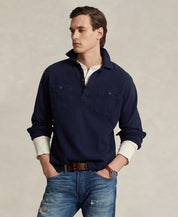 Polo Ralph Lauren Mens Classic Fit Moleskin Popover Work Shirt Large Cruise Navy