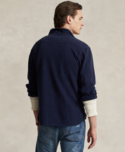 Polo Ralph Lauren Mens Classic Fit Moleskin Popover Work Shirt Large Cruise Navy