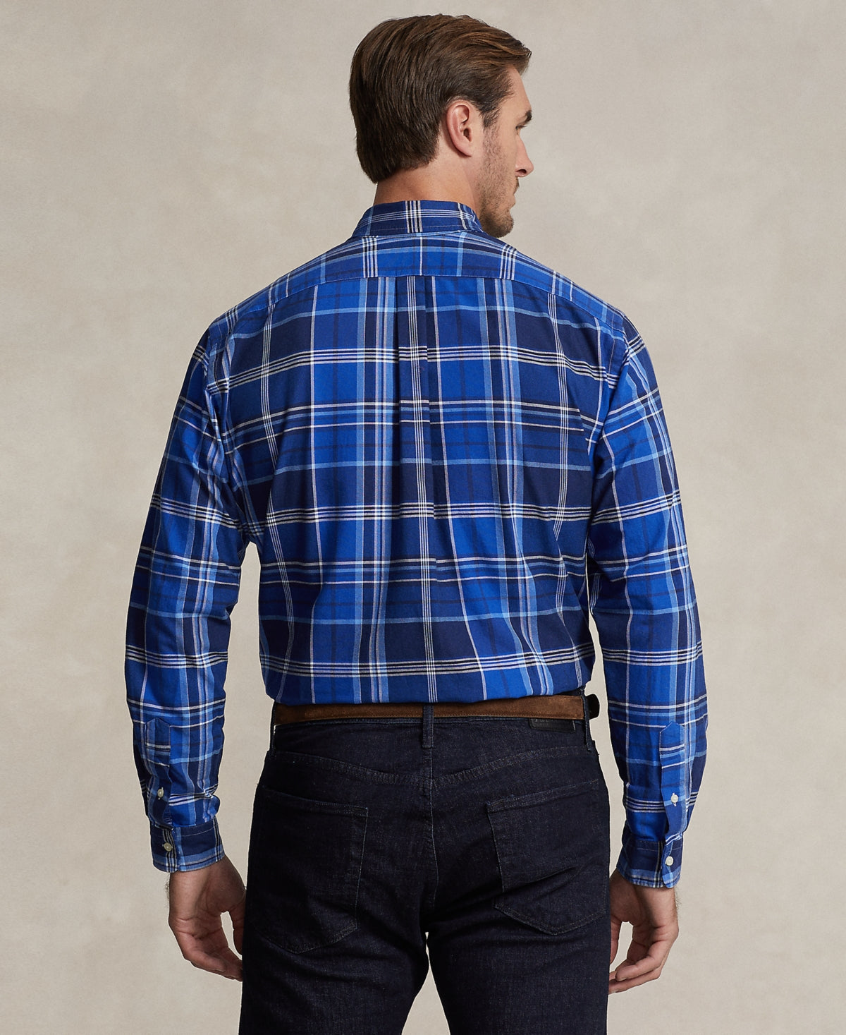 Polo Ralph Lauren Mens Big and Tall Plaid Oxford Button Down Shirt Blue 3XLT