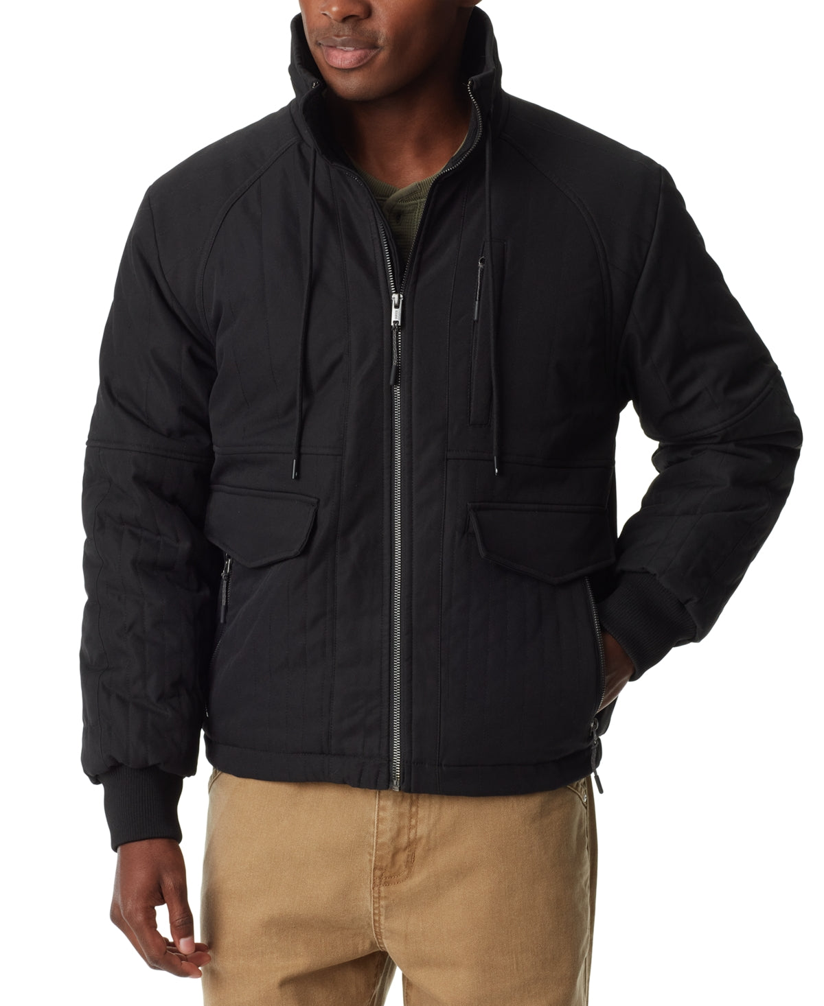 BASS OUTDOOR Mens Quilted Bomber Jacket Caviar Black XL