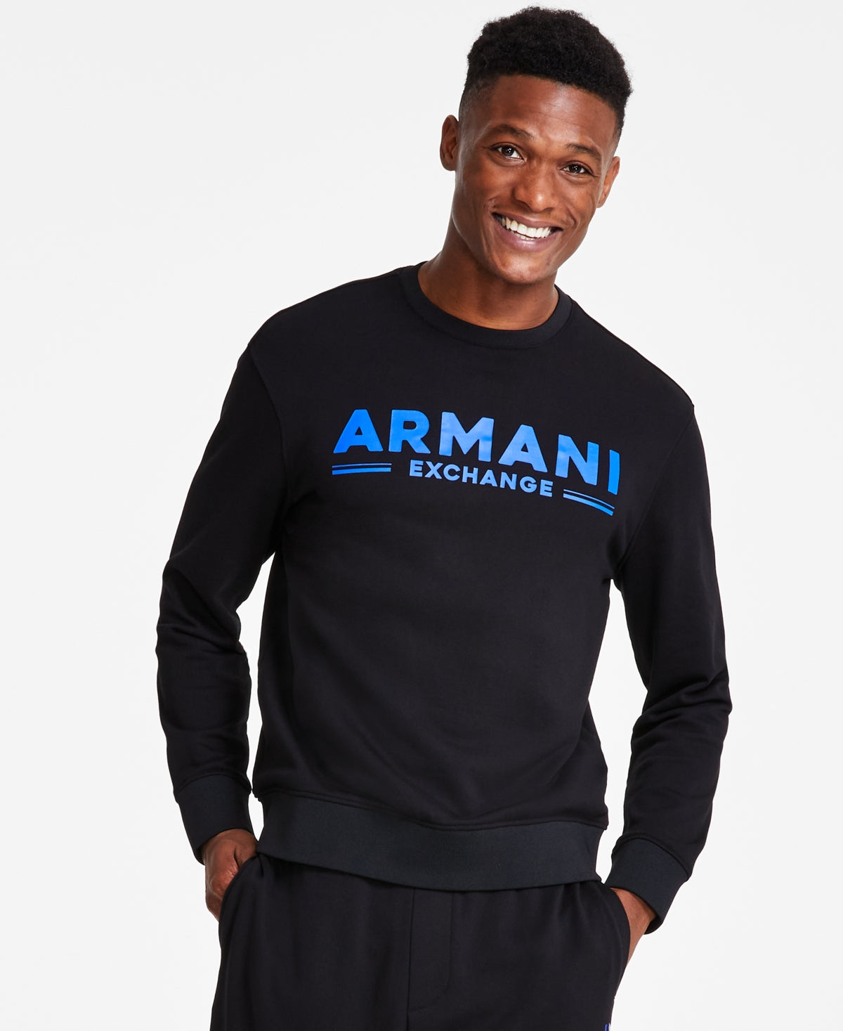 AX Armani Exchange Men's Logo Black Crewneck Sweatshirt XL