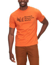 Marmot Mens Mountain Works Logo Short Sleeve T Shirt Tangelo Orange Small