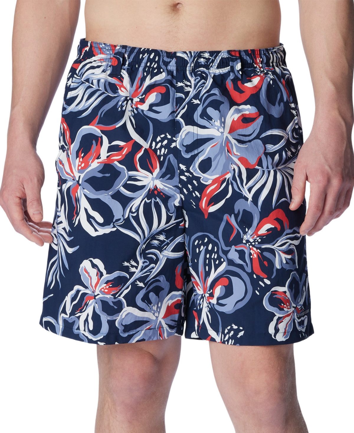 Columbia Mens Backcast Printed Water Shorts Blue Stone Wildw Small